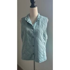 Liz Golf Quilted Light Green Outdoors Lightweight Snap Closure Pockets Vest Sz L